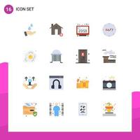 Editable Vector Line Pack of 16 Simple Flat Colors of help care estate all day computer time Editable Pack of Creative Vector Design Elements