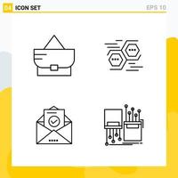 Collection of 4 Universal Line Icons Icon Set for Web and Mobile Creative Black Icon vector background