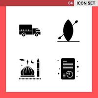 4 Icon Pack Solid Style Glyph Symbols on White Background Simple Signs for general designing Creative Black Icon vector background