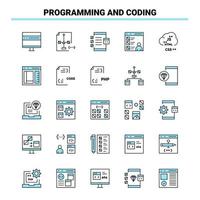 25 Programming And Coding Black and Blue icon Set Creative Icon Design and logo template Creative Black Icon vector background