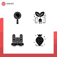 Pack of 4 Universal Glyph Icons for Print Media on White Background Creative Black Icon vector background