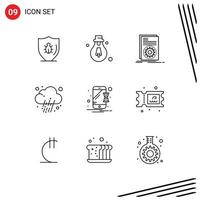 Universal Icon Symbols Group of 9 Modern Outlines of device prediction code news script Editable Vector Design Elements