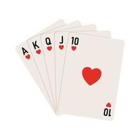 Royal straight flush playing cards. Vector illustration.