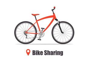 ciudad moderna o bicicleta de montaña para el servicio de bicicletas compartidas. Bicicleta deportiva multivelocidad para adultos. Ilustración del concepto de uso compartido de bicicletas, vector. vector