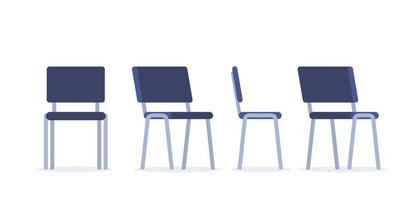 Office chair in various points of view. Furniture for office Interior in flat style. Vector illustration.