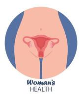 Woman body anatomy, location of the uterus. Woman reproductive health illustration. Gynecology. Anatomy. Vector concept of women's health illustration.