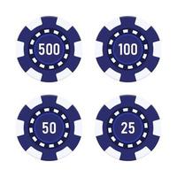 Realistic casino chips, set. Realistic red casino poker game chips, gambling plastic coins. Jackpot chip tokens for roulette. Vegas pokerchips flip. Vector illustration.