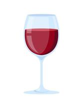 Wineglass with red wine. Flat style vector illustration.