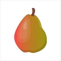 Big fresh pear on white background. Vector illustration in flat style.