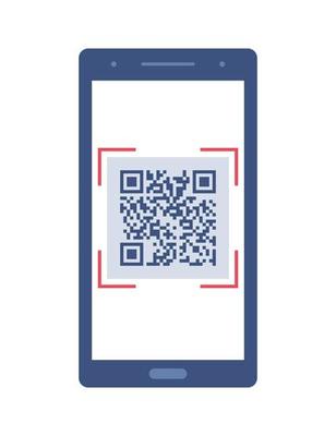 Smartphone with a QR code on the screen. QR code scanning or capture mobile phone. Icon recognition or reading qr code in flat style.