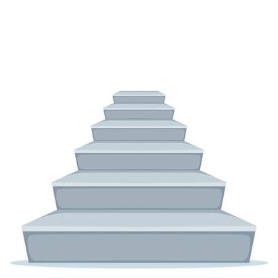 Grey concrete staircase. Stair template front view, vector illustration isolated on white.