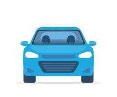 Blue car. City sport sedan view from the side. Passenger vehicle. Vector illustration in flat style.