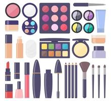 Decorative cosmetics, big set of icons. Everything for make up. vector