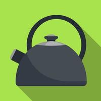 Modern kettle with whistle, icon with long shadow. Vector flat illustration.