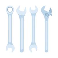 Various Wrenches set. Wrench isolated on white background. Vector illustration.