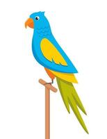 Beautiful colorful parrot Ara Macaw. Vector illustration in flat style.