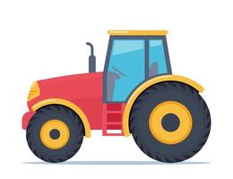 Tractor vehicle. Farm Machine. Side view of modern tractor. Vector illustration.