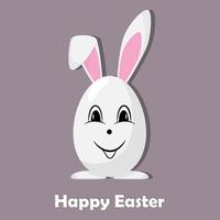 Happy easter egg with rabbit ears and paws. Easter card design. Vector illustration in flat style.