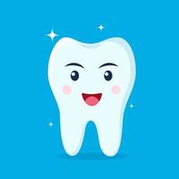 Healthy happy tooth character smiling. Vector illustration in flat style.