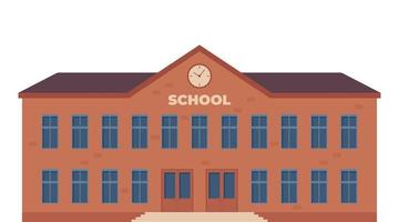 Modern School Building Exterior. Welcome Back To School. Educational architecture, facade of high school building. Design for flyer, banner, card. Vector illustration.