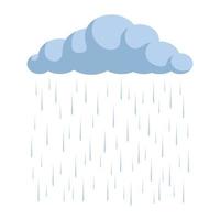 Simple flat style cloud and rain. Autumn, cloudy, gloomy weather. A natural phenomenon. Vector Illustration.