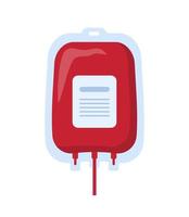 Blood bag with label. Blood transfusion. Blood donation. Concept vector illustration.