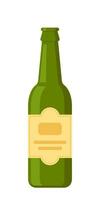 botella de cerveza verde sobre fondo blanco. ilustración vectorial de estilo plano. vector