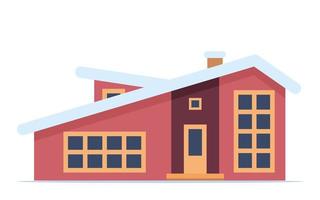 Big house for tourists. Chalet, wooden house, Eco house. Vector flat illustration.