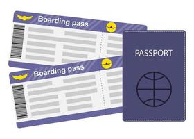 Passport and boarding passes isolated on white background. Travel concept illustration, vector, flat style. vector