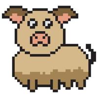 Pig pixel art isolated on white background. Vector illustration.