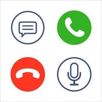 Phone icon set. Telephone symbol. Accept the call, end the call, message, voice message, speakerphone. Vector. vector