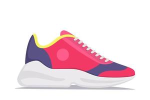 Modern trendy sneakers, side view. Fashion sneakers. Comfortable sports shoes. Vector illustration in flat style.