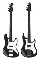 guitarras eléctricas en blanco y negro aisladas sobre fondo blanco. ilustración vectorial de estilo plano. vector