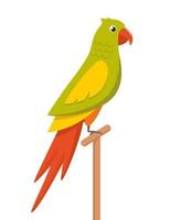 Beautiful colorful parrot Ara Macaw. Vector illustration in flat style.