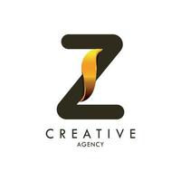 Initial letter Z and wave logo with golden gradient vector