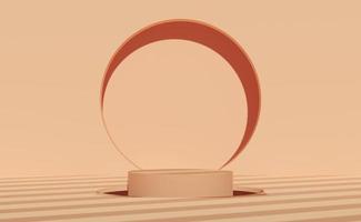 3d beige cylinder stage podium empty with shadow, abstract geometric cosmetic showcase pedestal beige background. minimal modern scene, 3d render illustration photo