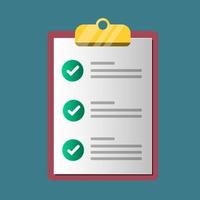 Checklist concept. Verification of the correctness of a document or work. business icon. flat cartoon for the business idea, web design. vector illustration