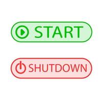 Start and shutdown button. flat cartoon for the business idea, web design. vector illustration