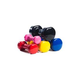 multi-colored metal dumbbell photo