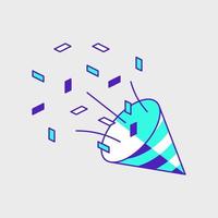 Party popper Confetti isometric vector icon illustration