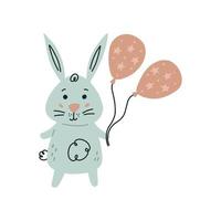 Rabbit with balloons on white background vector