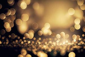 Abstract gold glitter bokeh background. Generative AI. photo