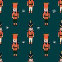 Christmas seamless pattern with nutcracker and snowflakes vector