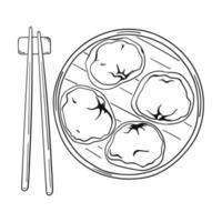 Hand drawn vector illustration of dumplings. Asian food