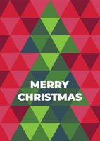 Christmas poster.  Mosaic of triangles, image of a Christmas tree. vector