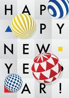 New Year's poster.Volumetric 3D Christmas balls over the text. vector