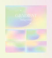 Set of grainy gradient backgrounds. Holographic colors. Mesh, vector