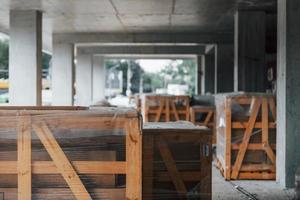 Construction materials indoors in the modern unfinished building photo