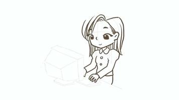 mulheres trabalhadoras videoclipe desenhando desenhos animados rabiscos kawaii anime página para colorir ilustração fofa desenhando personagem de clip art chibi manga quadrinho video