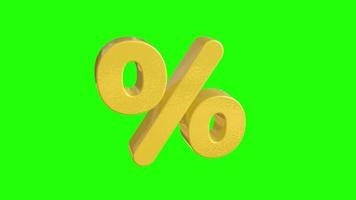Yellow Wiggle, Floating 3D Percent Sign on Green Background video